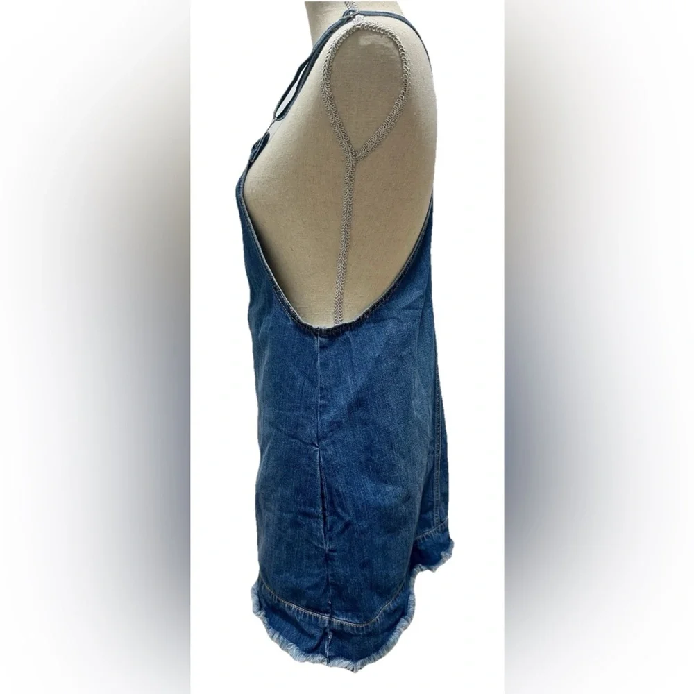 American Eagle Denim Jumper S Raw Hem Cottagecore Jean Dress Pinafore Country - Picture 3 of 11